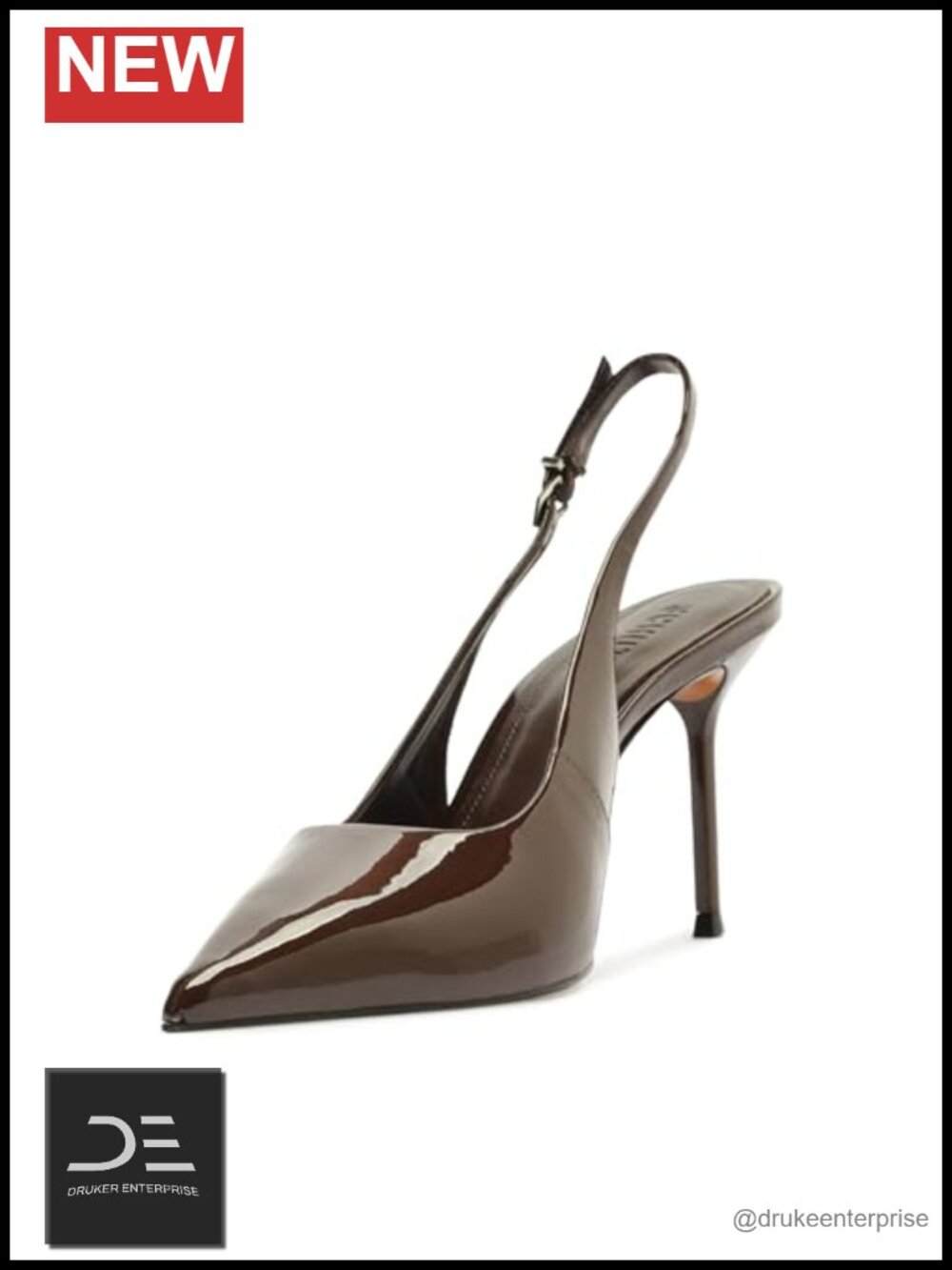 Slingback Pump High Heel Patent Leather Stiletto Pointed Toe Women's